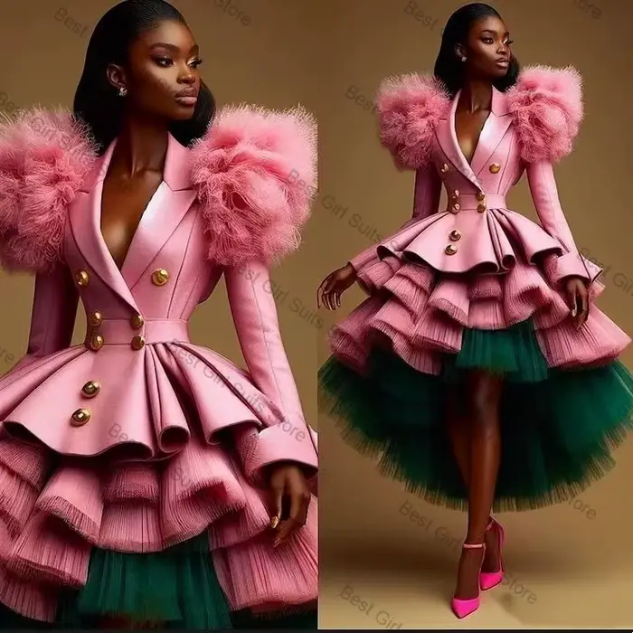 Ensemble de costume rose et vert pour femme