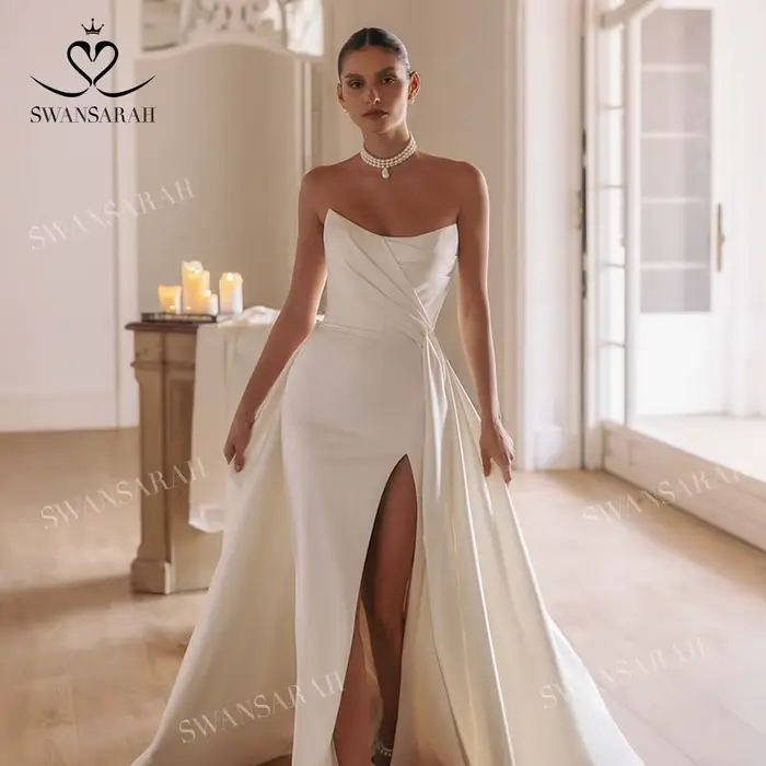 Robe de mariée sirène en satin 2 en 1
