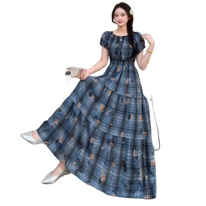 Robe d'été bohème pour femme en coton et soie