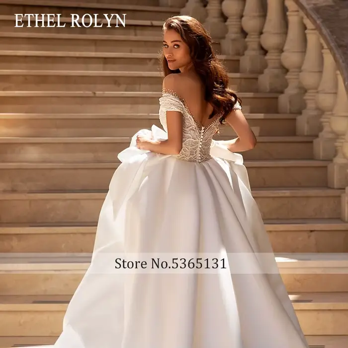 ETHEL ROLYN robe De mariée trapèze Chic perlée chérie dos nu princesse
