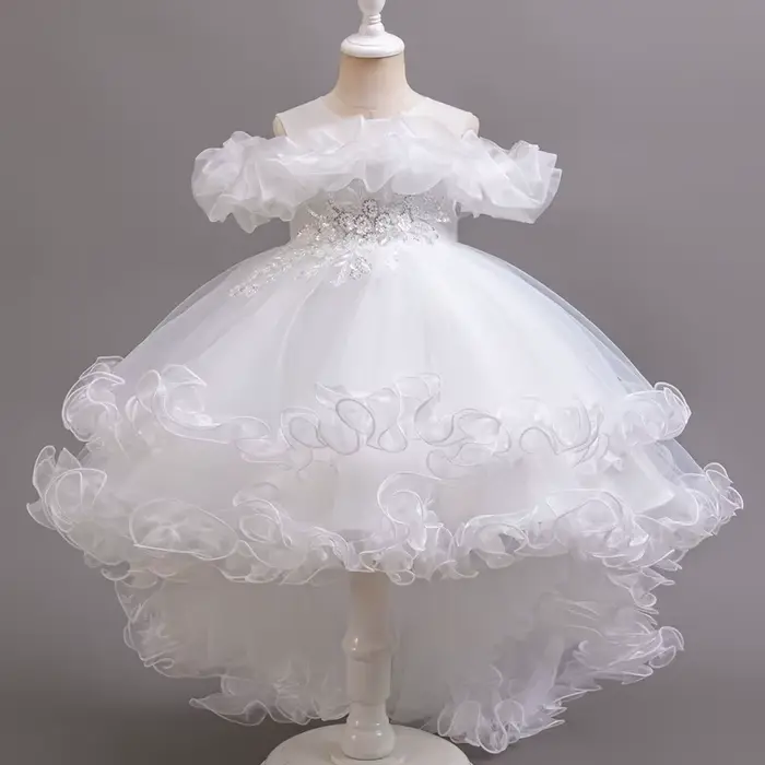 Robe de princesse de demoiselle d'honneur à fleurs violettes