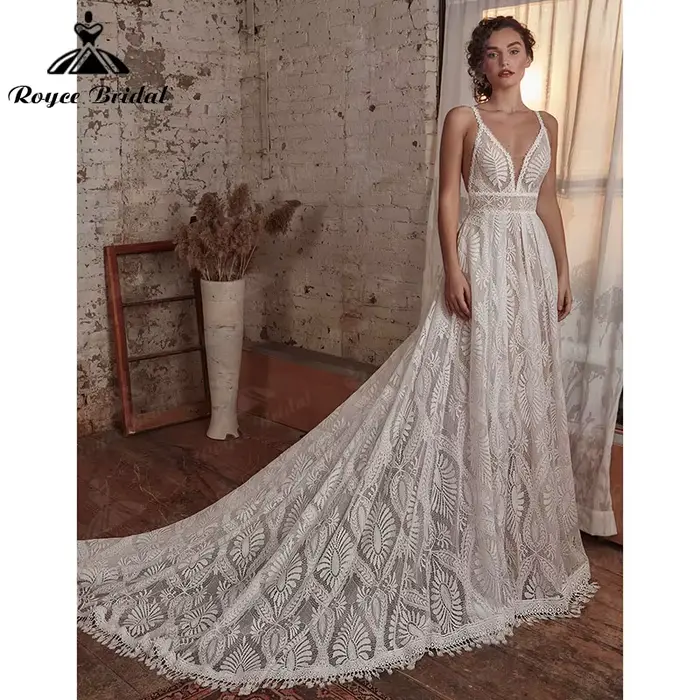 Robe de mariée bohème sexy avec poignées