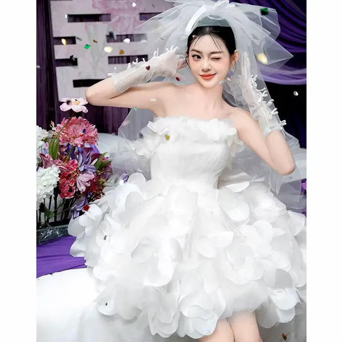 Robe de mariée douce et romantique, robe française pour adulte, style court, pour dîner, réunion ann