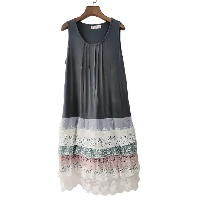 Robe maxi plissée à volants Lolita Sweet Lace Layer pour femmes