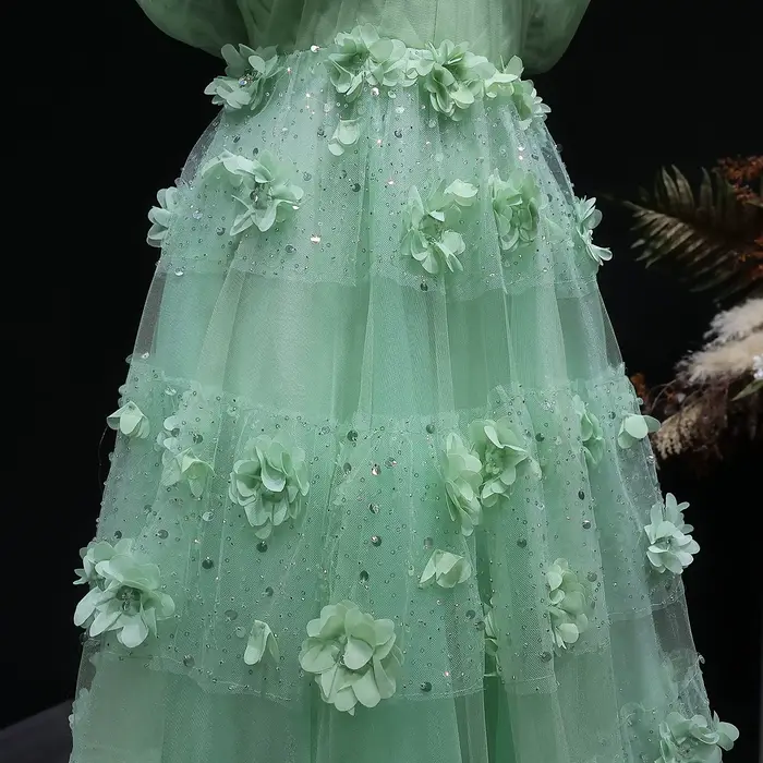 Robe de soirée Sharon Said en polyester avec décoration florale 3D, sans manches, pour femmes de tous âges, pour mariages arabes et soirées officielles