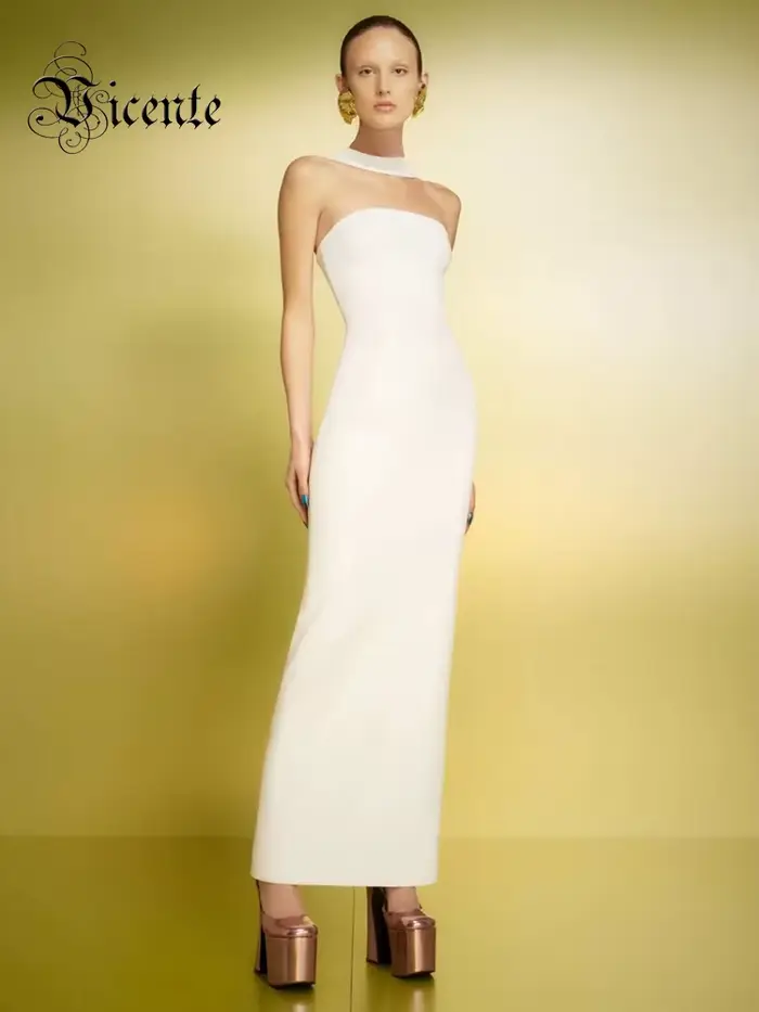 Robe de Soirée Femme Dos Aux Éligante Maxi Bandage Sans Manches Occasions Spéciales Nouvelle Collection Automne Hiver 2024