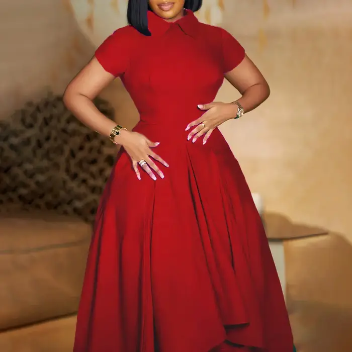 Robe d'église plissée à manches courtes pour femmes élégante ligne A occasionnelle polyvalente