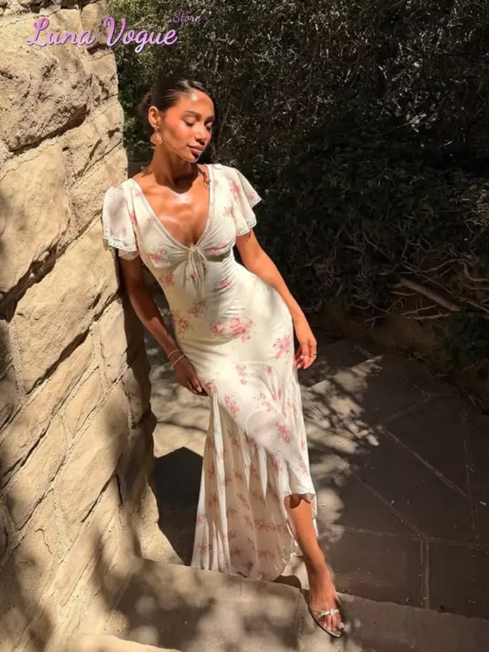 Robe longue élégante en mousseline pour femme