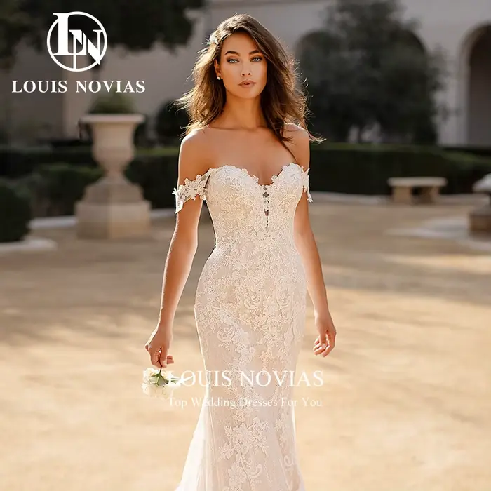 LOUIS NOVIAS robes De mariée sirène pour les femmes Sexy chic chérie brodé Organza trompette robe