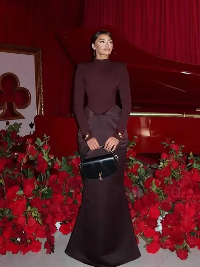 Robe de soirée moulante pour femmes, élégante robe sirène à manches longues pour printemps, sexy robe de soirée à col haut pour occasions spéciales