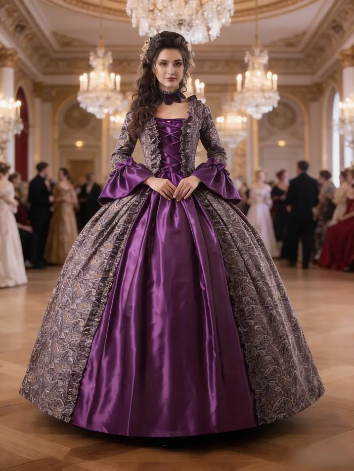 Robe de cour luxueuse géorgienne, robe de bal Marie Antoinette et tenues victoriennes baroques rococ