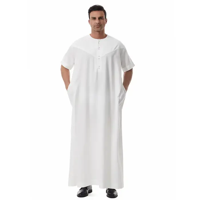 Robe arabe saoudienne pour hommes, Abaya, Kaftan à manches courtes, vêtements islamiques, dubaï, Jub