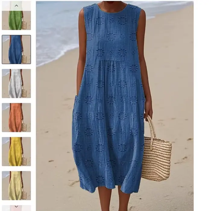 Robe mi-longue pour femmes, ligne A, col rond, sans manches, épissure élégante, Y2k, Streetwear, déc
