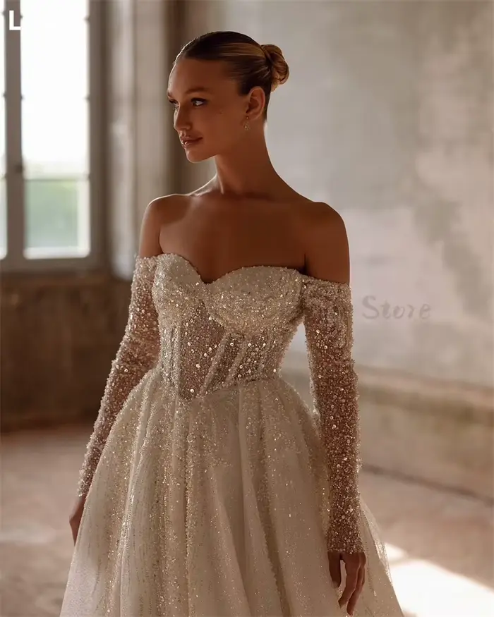 Robe de Mariée Sexy en Dentelle Brillante