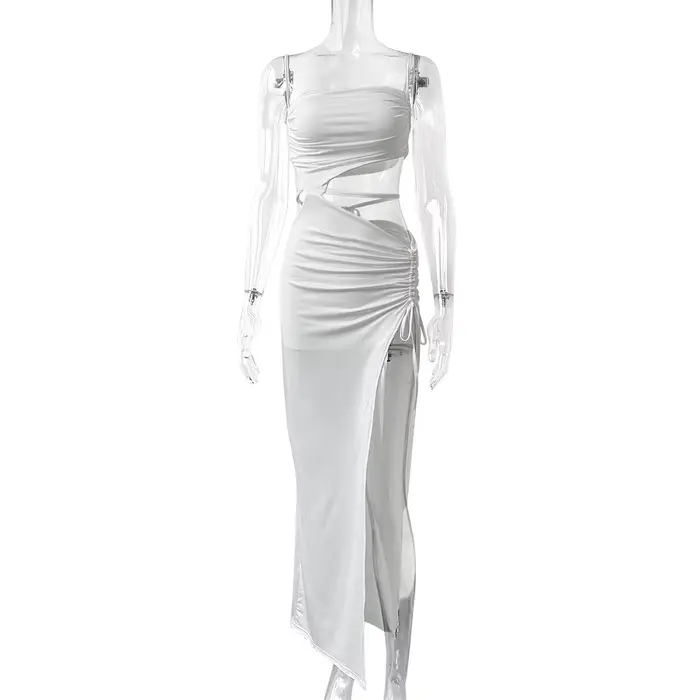 Robe d'été sans manches pour femmes, style fendu, silhouette élégante, coupe régulière, pour les vacances, le club et les fêtes