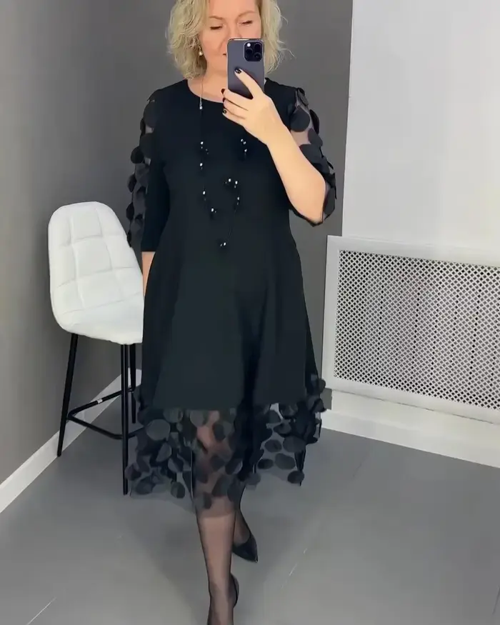 Robe évasée grande taille avec décor de points pour femmes