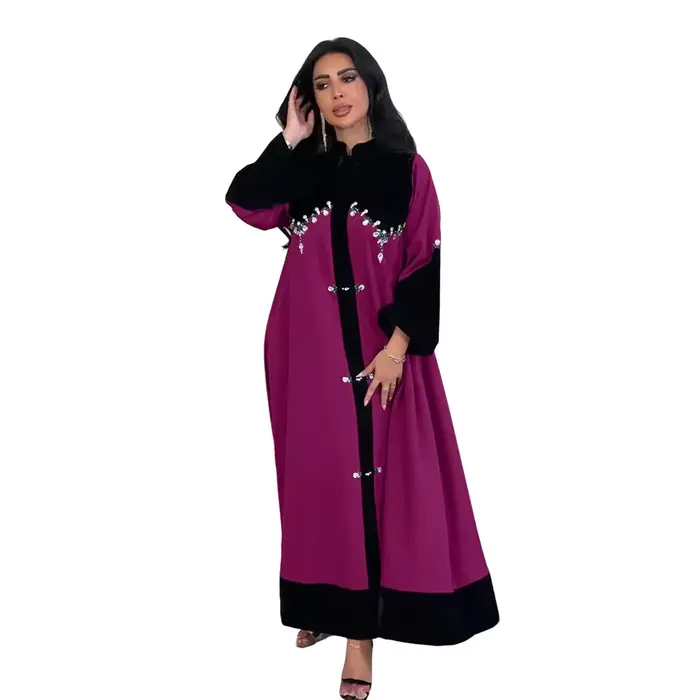 Eid velours brodé femmes Robe Maxi dubaï turquie Abaya hiver automne