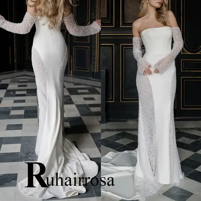 Ruhair charmante robes de mariée à épaules dénudées