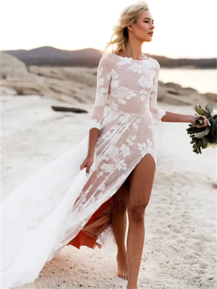 Robe de mariée bohème à manches longues