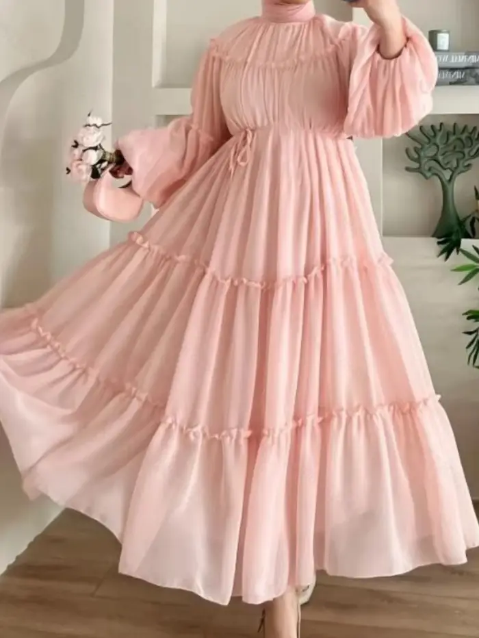 Robe élégante de dubaï pour femmes musulmanes Abaya Eid Ramadan Jalabiya robes de soirée solides