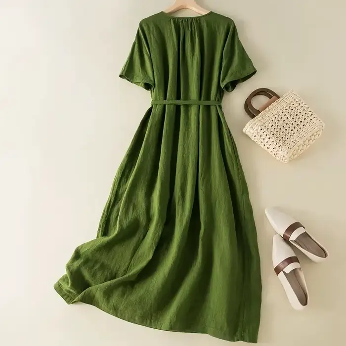 Robe décontractée en coton polyester pour femmes grandes tailles élégante et confortable printemps été nouveau modèle occassions variées