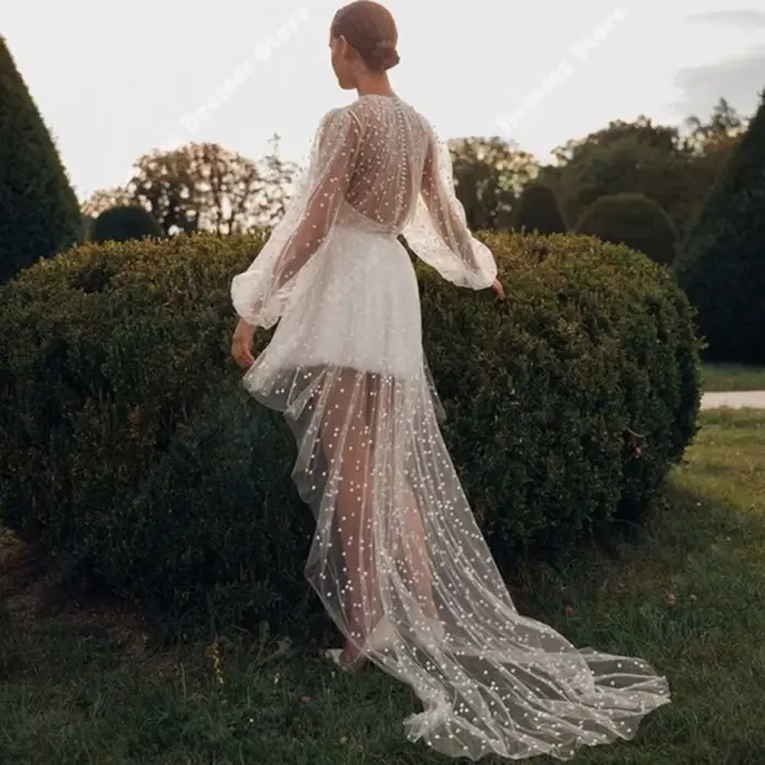 Robe de mariée en tulle bohème princesse avec train de balayage pour femmes occasions spéciales