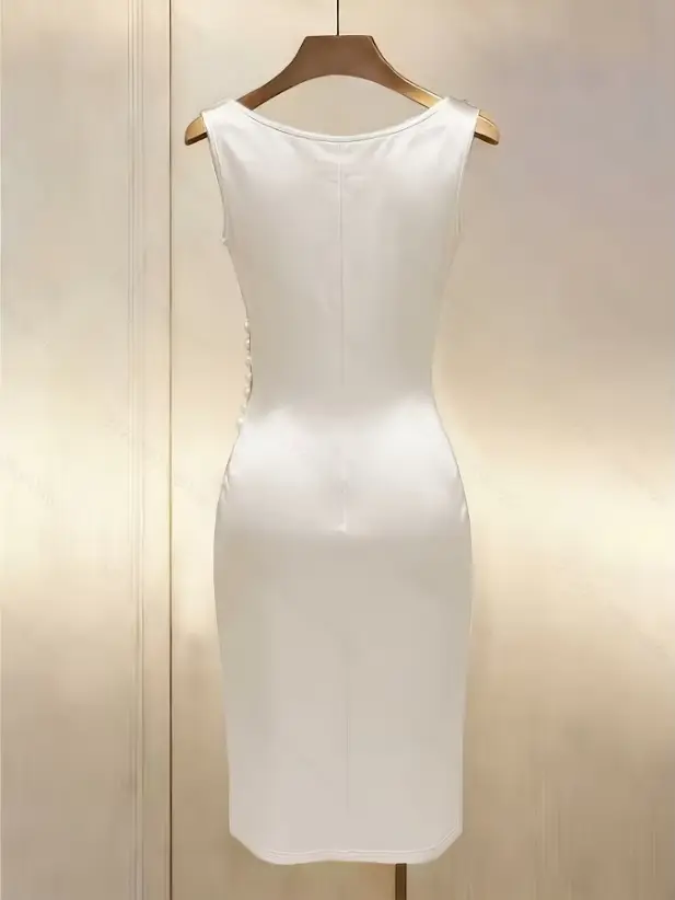 Robe d'été élégante sans manches polyester satinée à la mode pour femmes occasions estivales