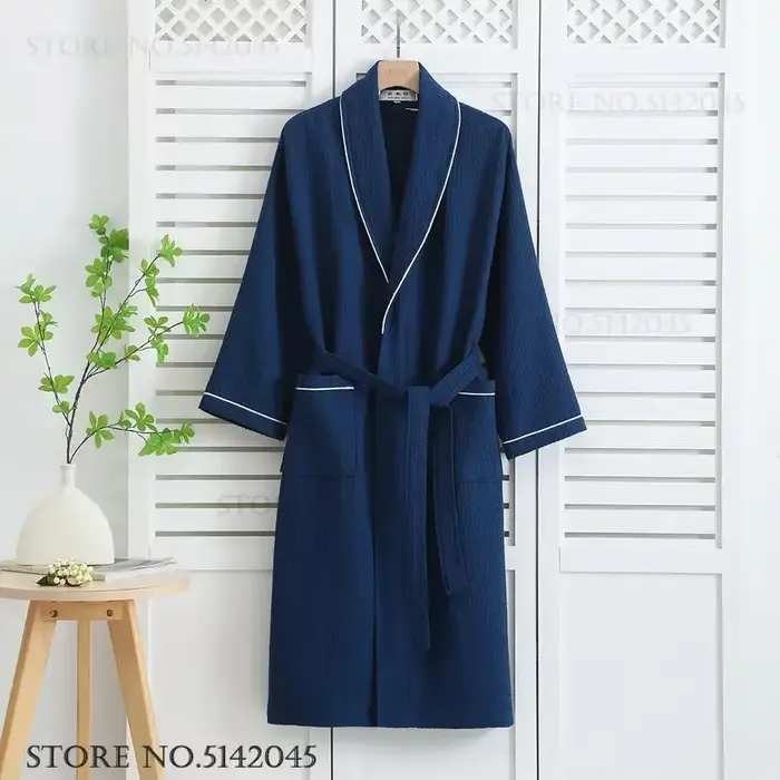 100% coton Couple Robe gaufre peignoir