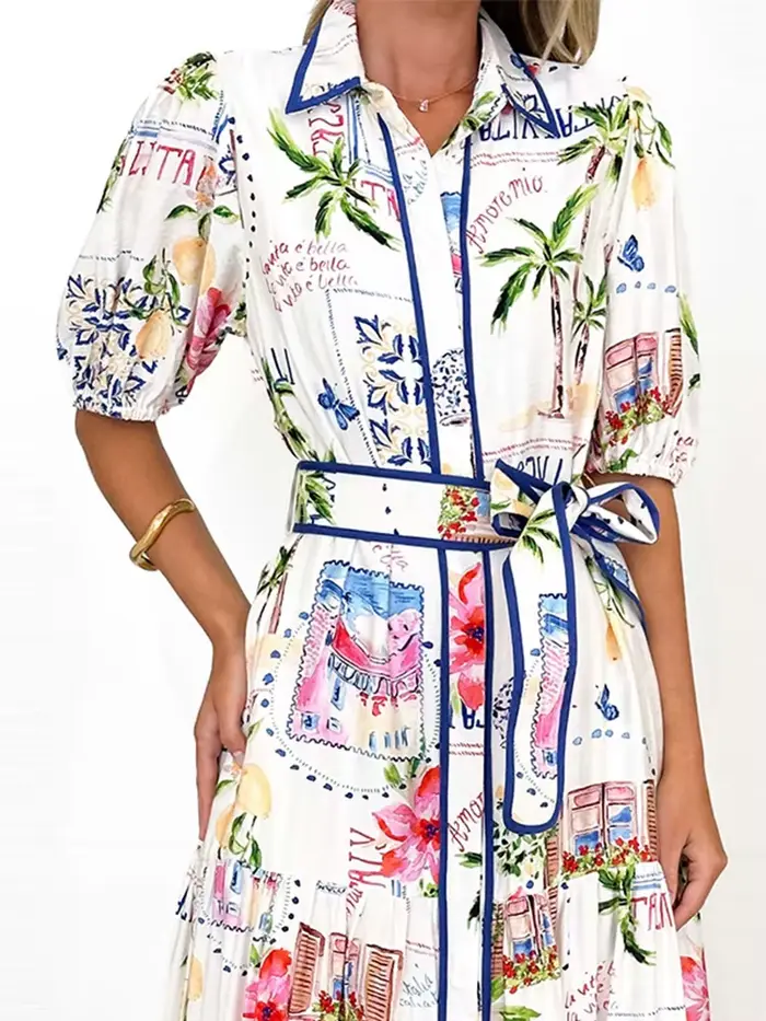Robe longue imprimée à la mode pour femmes