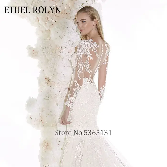 ETHEL ROLYN romantique sirène robes De mariée à manches longues Sexy chérie brillant Illusion