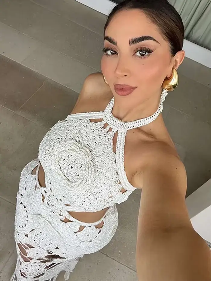 Robe longue dos nu à fleurs pour femmes