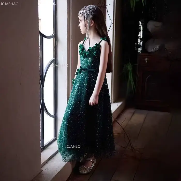 Robe de princesse vert forêt pour filles