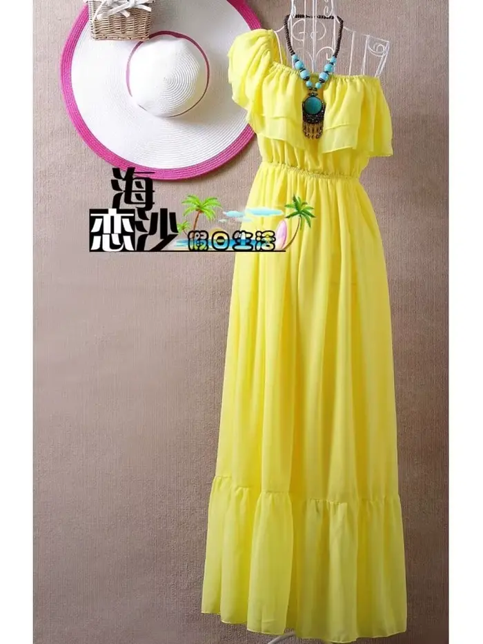 Robe longue en mousseline de soie style bohème avec volants pour femme pour les occasions spéciales été 2024
