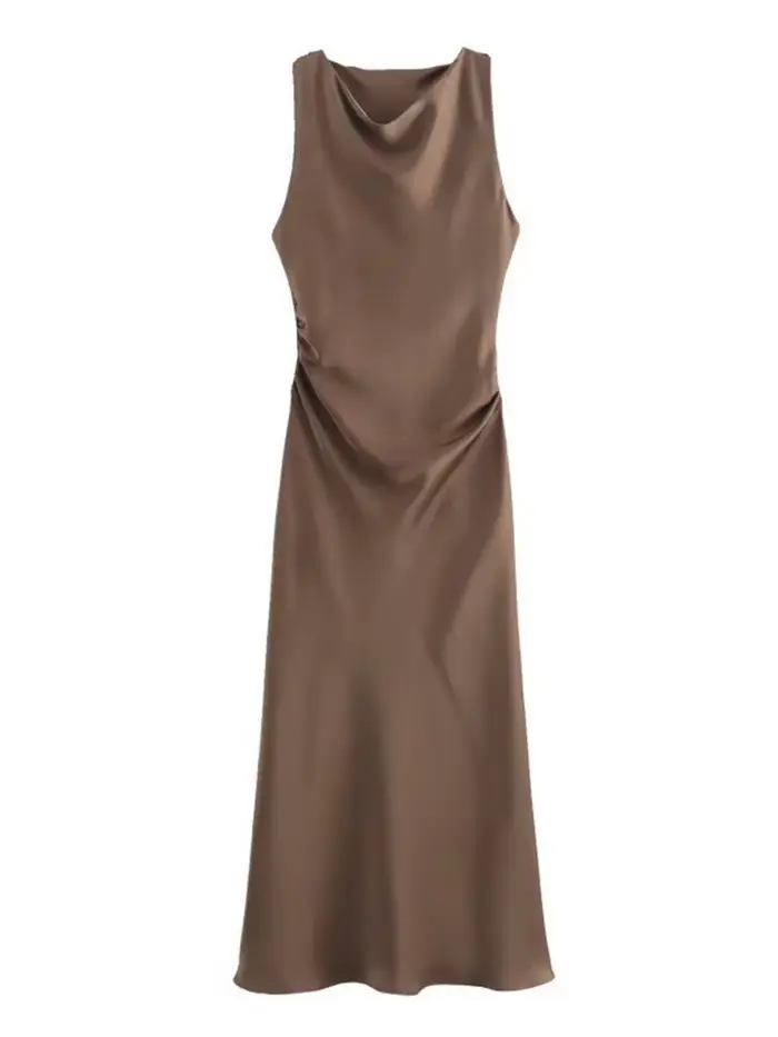 Robe Longue en Satin pour Femme