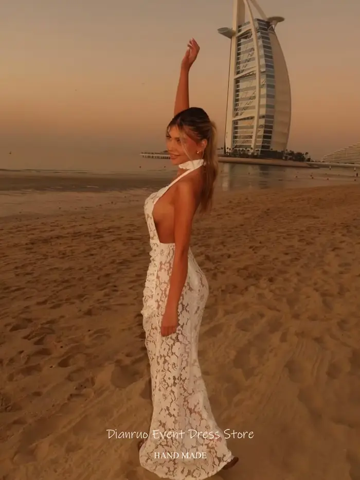 Robe de mariée sirène DIANRUO dos nu en dentelle élégante pour femmes avec soutien-gorge intégré et pour les futures mamans ocassions spéciales comme les mariages de plage