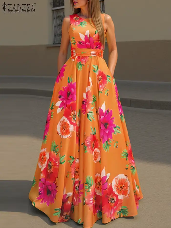 ZANZEA femmes Robe bohème mode imprimé fleuri débardeur