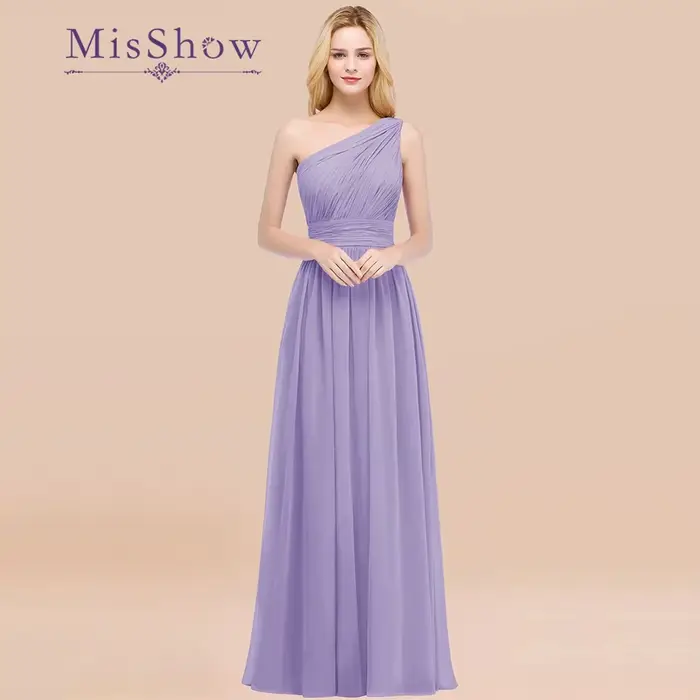 Misshow-Robe de Demoiselle d'Honneur en Mousseline Plissée pour Femme