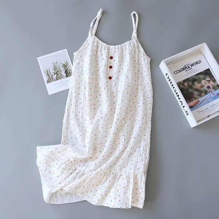 Chemise de nuit en gaze de coton pour femme