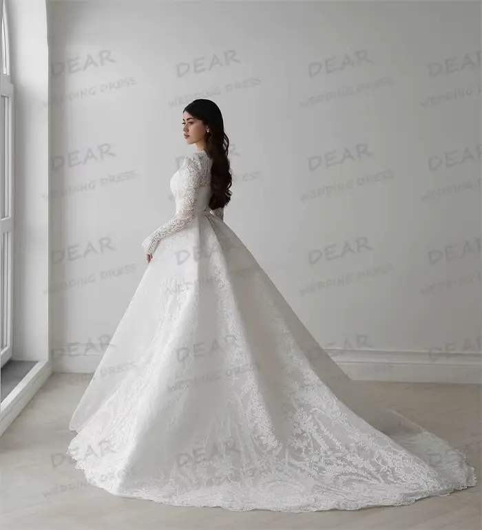 Luxe Boho robe De mariée élégante a-ligne Appliques fleurs à manches longues femmes robes