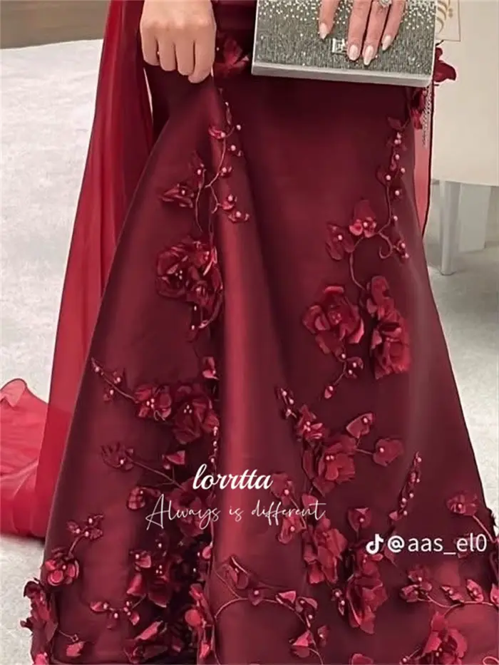 Lorrtta-Robe de Soirée Rouge Profond pour Femme