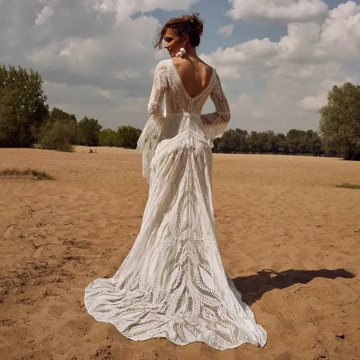 Robes de mariée vintage Bohème pour femmes