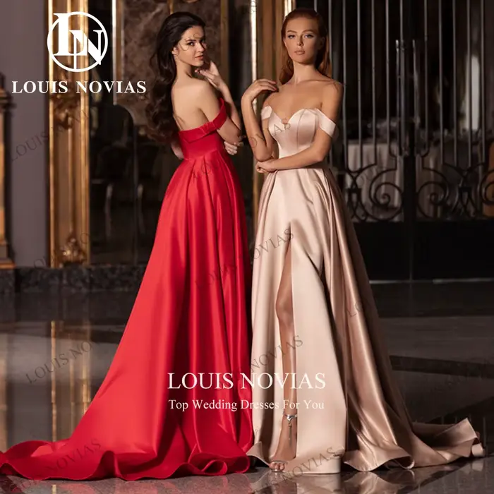 Robe de Soirée LOUIS NOVIAS en Microfibre et Polyester avec Train de Balayage 50 cm et Décolleté Mon Amour pour Femmes Occasions Spéciales