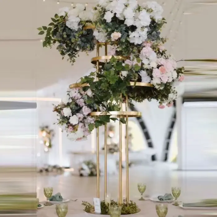 Supports de fleurs centres de table mariage modernes or pour décoration événementielles occasions spéciales