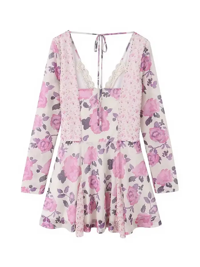 Robe longue sexy pour femme à imprimé orange, chic, avec volants, col en V, ceinture, fente, manches