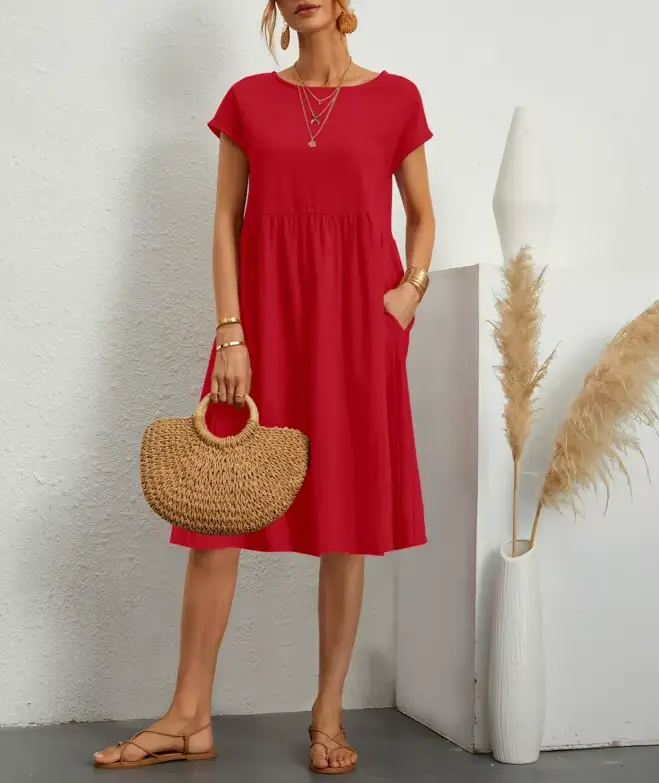 Robe en coton et lin pour femmes