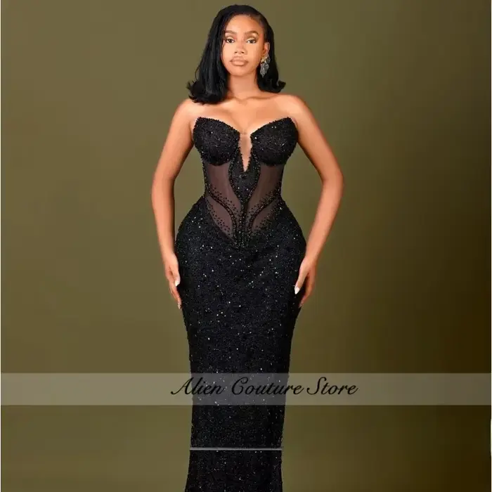 Robe de soirée noire pour femme 2026