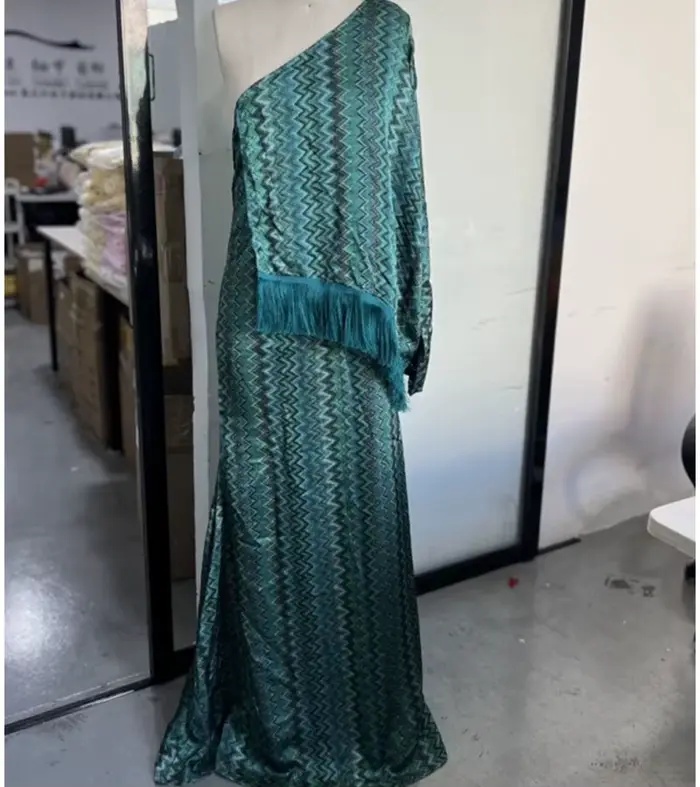 Robes longues en Crochet vert avec écharpe pour femmes