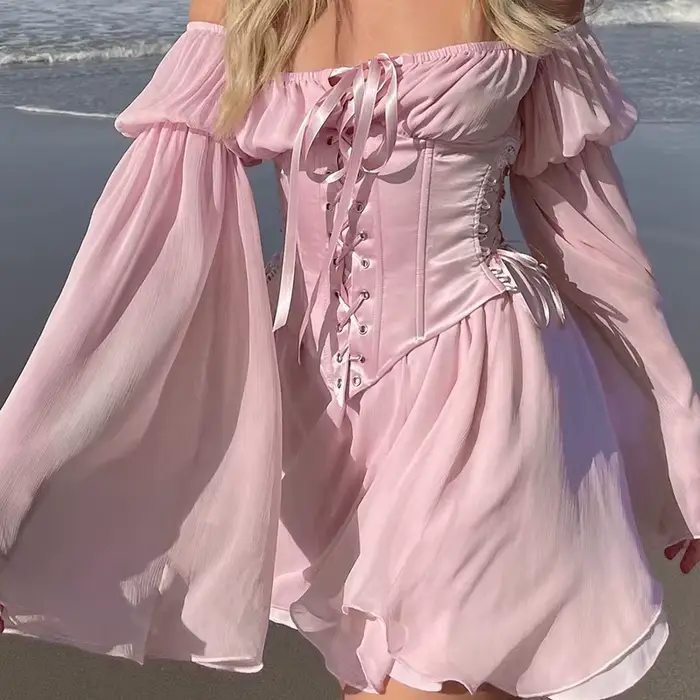 Mini robe chic en mousseline de soie rose nickel é pour femmes
