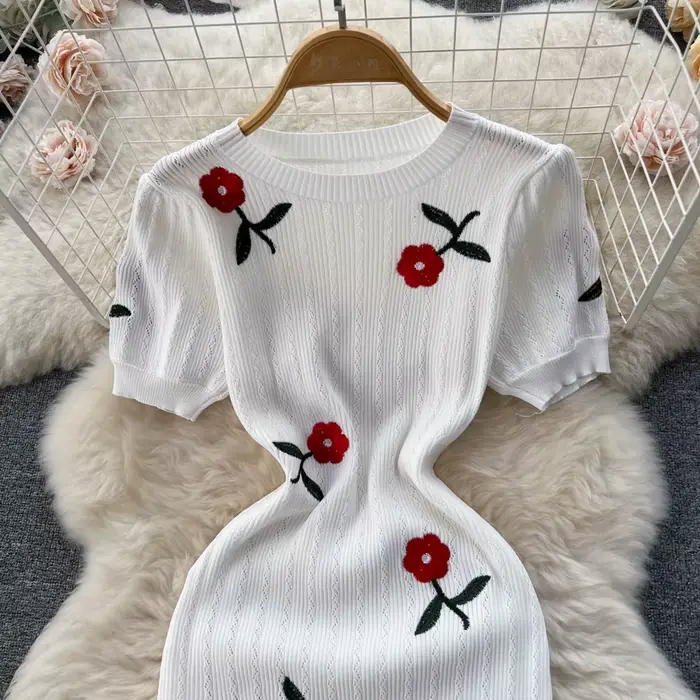 Robe longue en tricot au crochet pour femmes