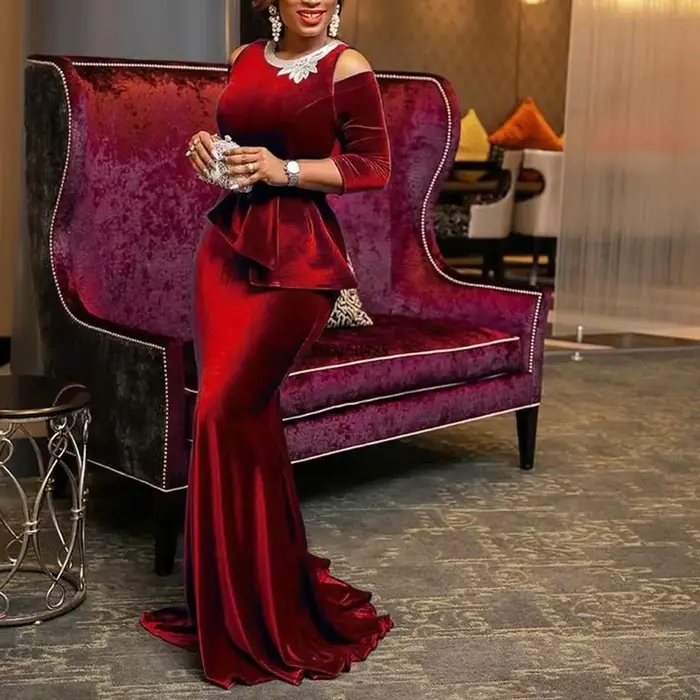Robe d'été personnalisée en velours pour femmes
